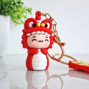 ❤️ Chinese Lion Dance Lucky Charm -  Keychain Red Dragon Kawaii Lunar New Year